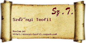 Szőnyi Teofil névjegykártya